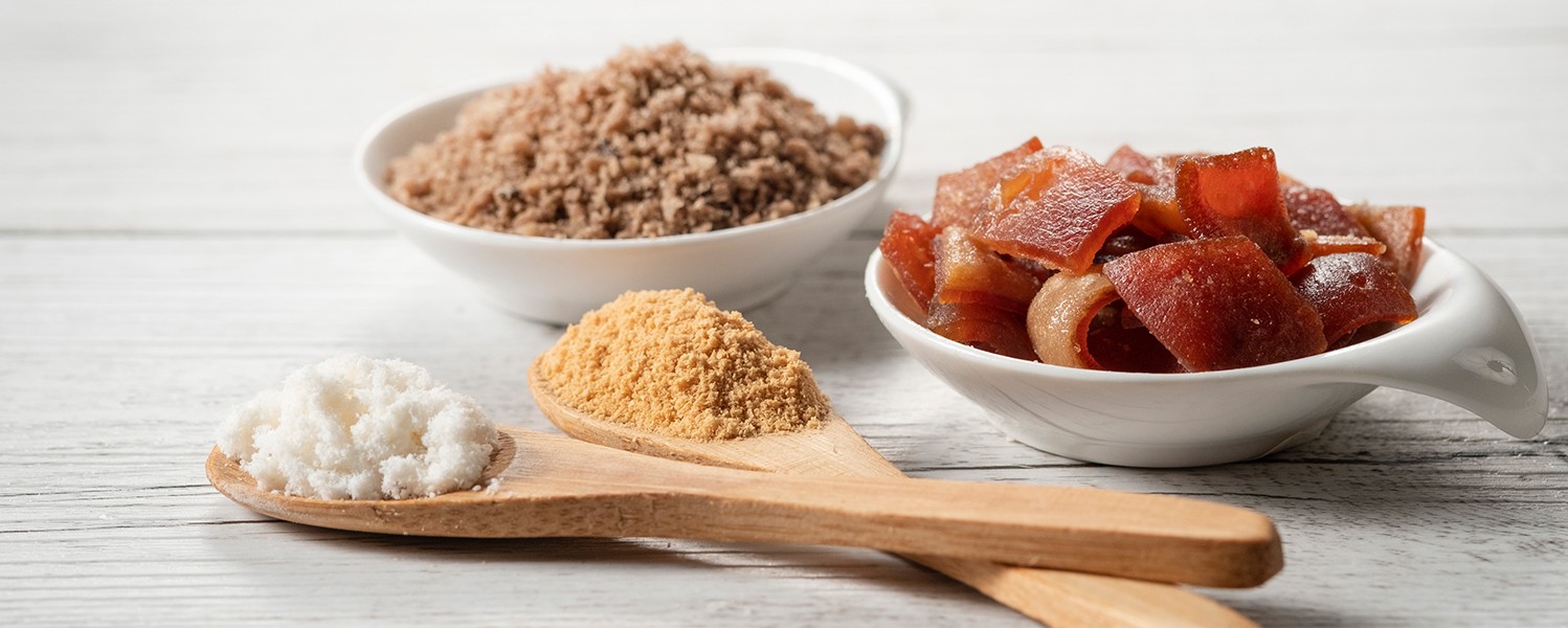 Muestras de proteína en polvo y producto cárnico para formulación