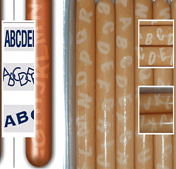 Tripa impresa con caracteres de referencia para control de impresión